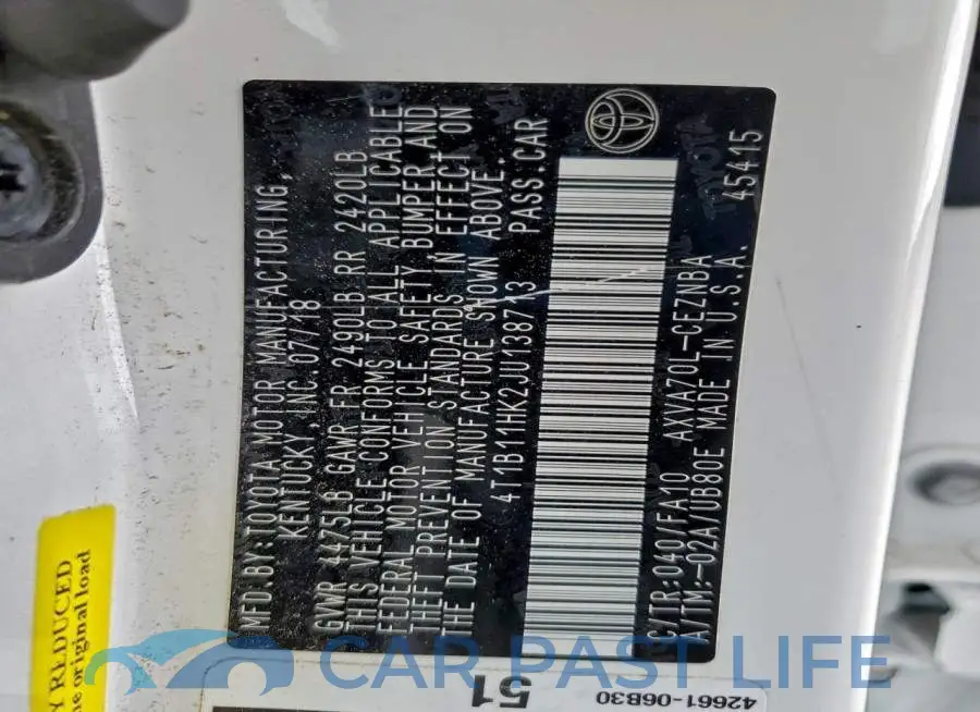 4T1B11HK2JU138713# 12