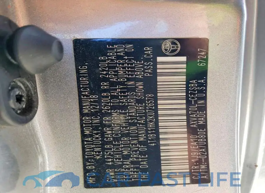 4T1B11HK2KU726578# 13