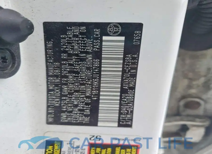 4T1B11HK6JU147866# 12