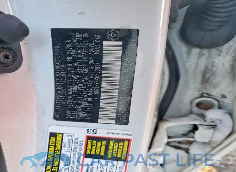 4T1B61HK5KU733994# 12