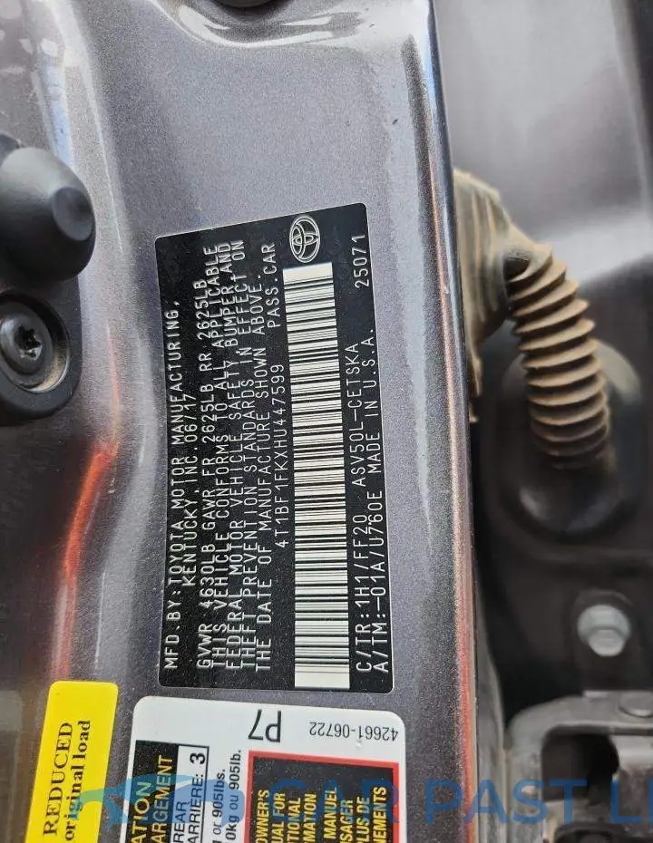 4T1BF1FKXHU447599# 12