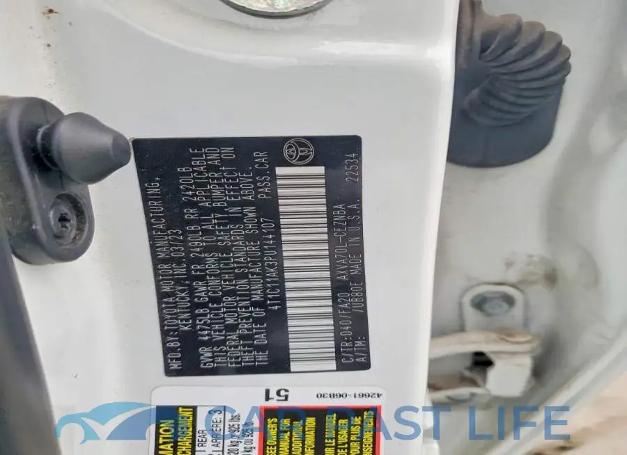 4T1C11AK3PU144107# 12