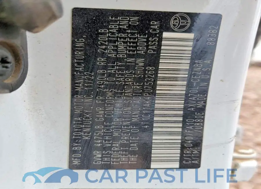 4T1C11AK4PU753268# 13