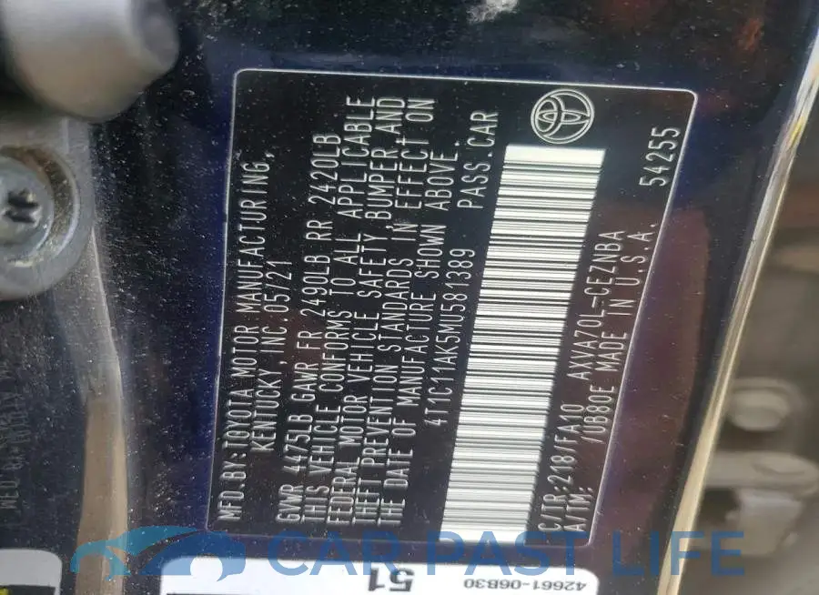 4T1C11AK5MU581389# 13
