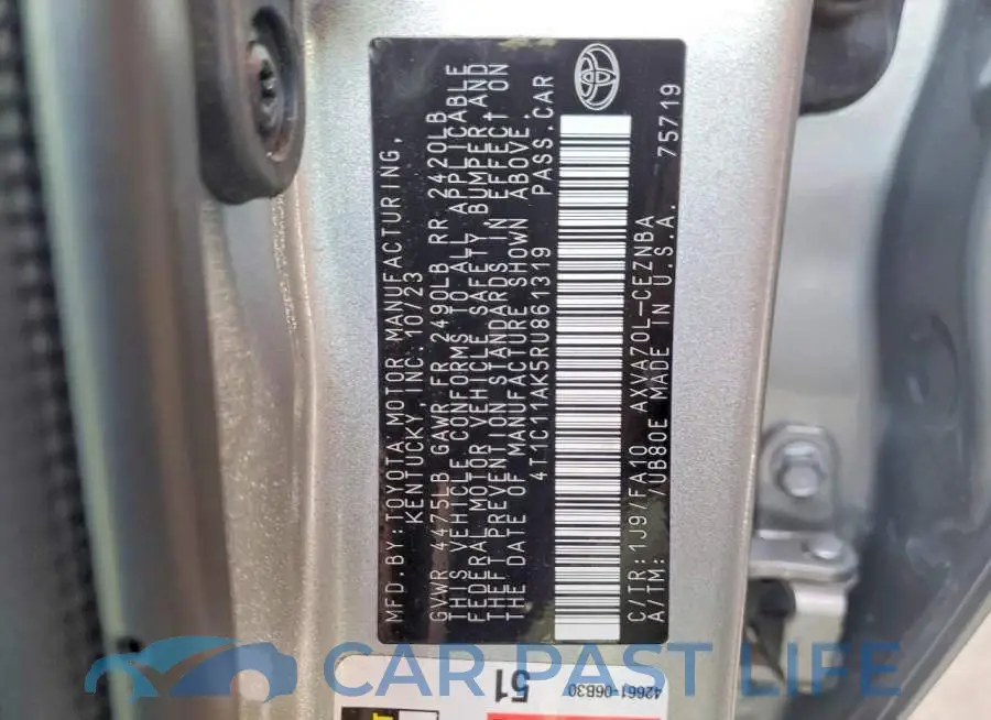 4T1C11AK5RU861319# 12