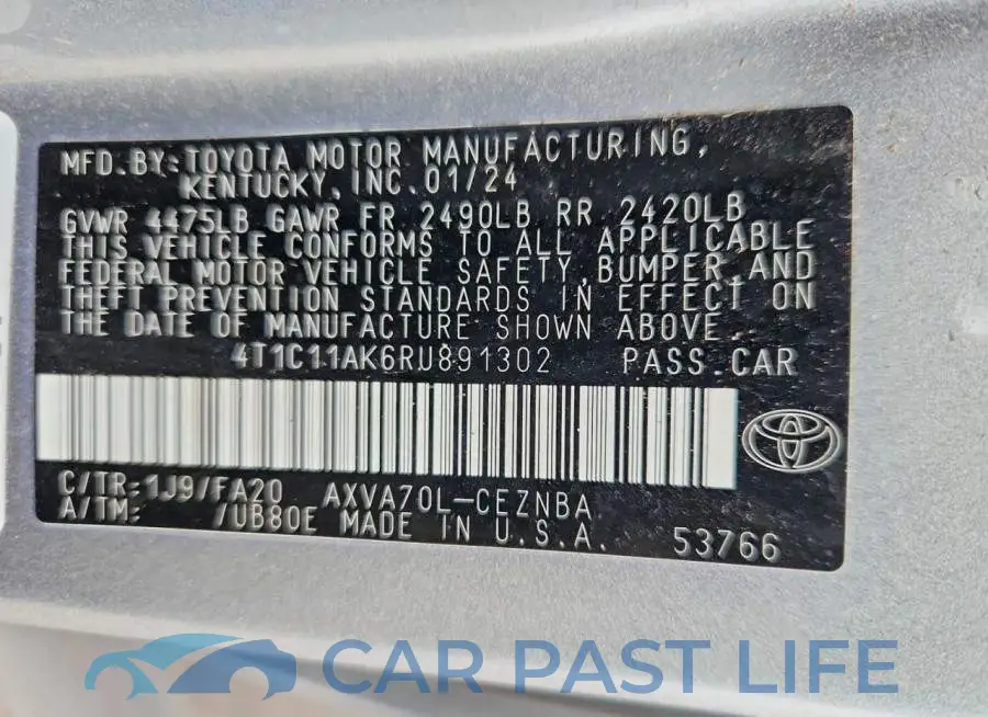 4T1C11AK6RU891302# 13