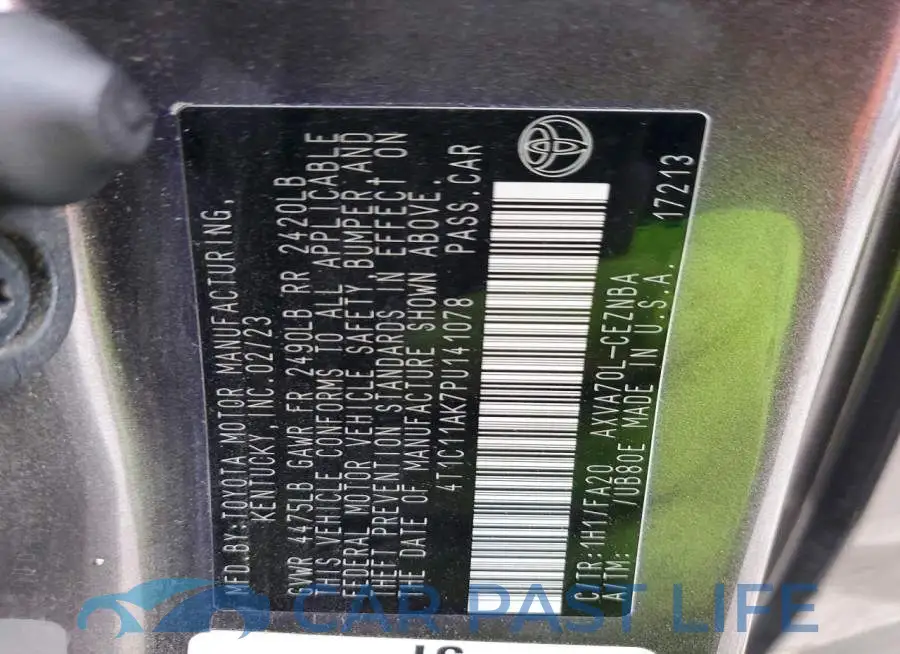 4T1C11AK7PU141078# 12