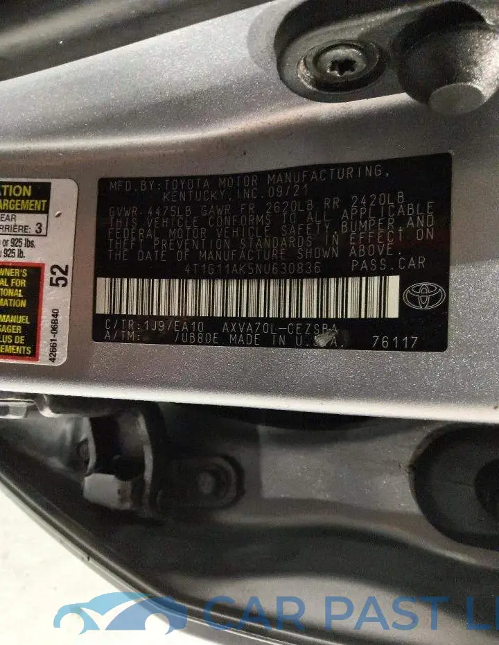 4T1G11AK5NU630836# 13