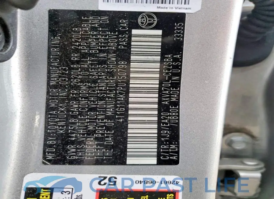 4T1G11AK7PU150798# 12