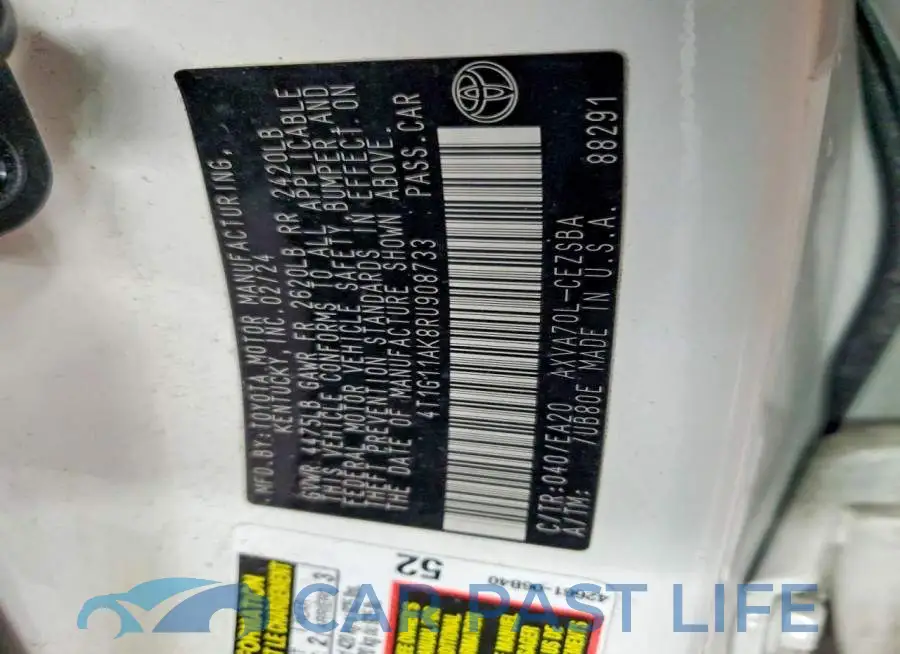 4T1G11AK8RU908733# 13