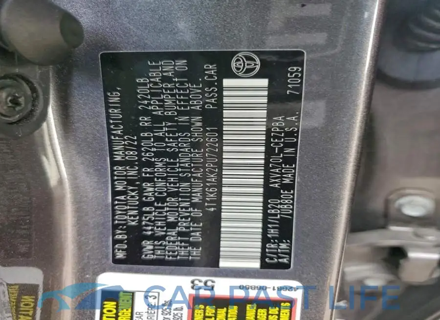 4T1K61AK2PU722601# 12