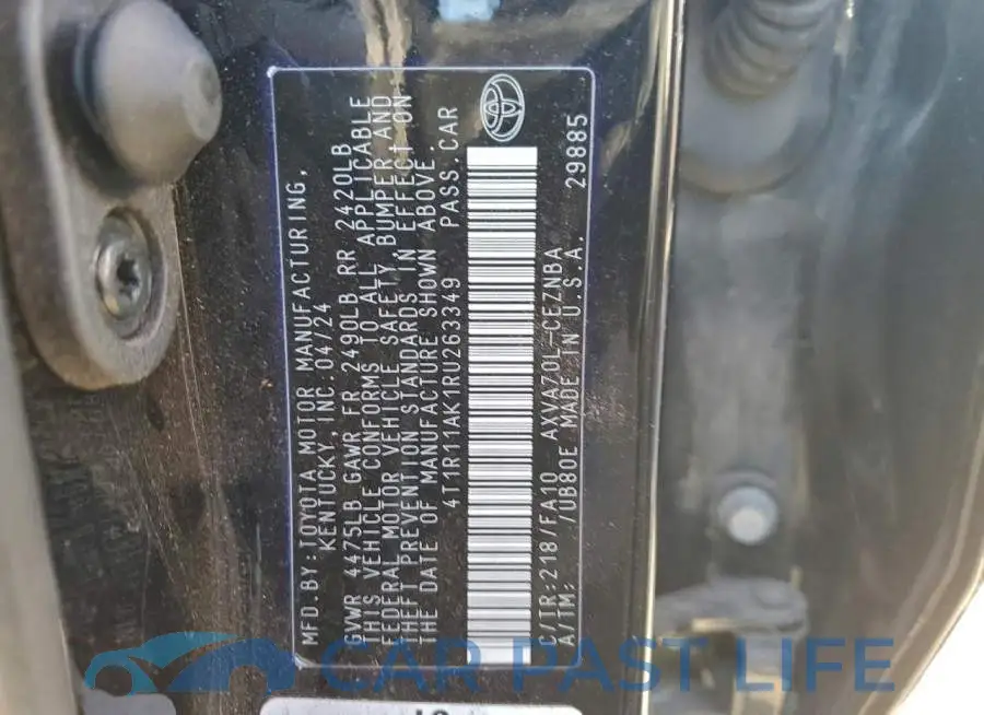 4T1R11AK1RU263349# 12