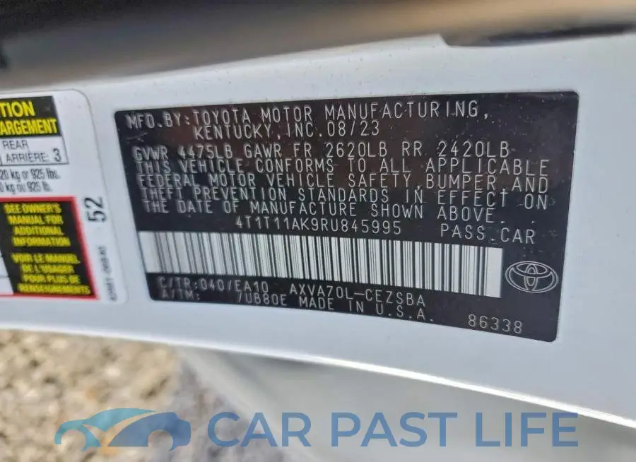 4T1T11AK9RU845995# 12