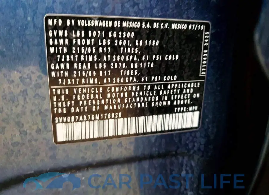 3VV0B7AX7KM178925# 13