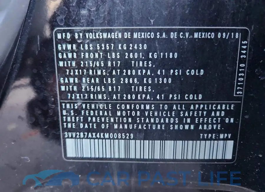 3VV2B7AX4KM008529# 13