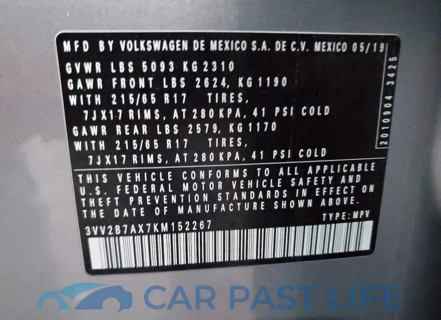 3VV2B7AX7KM152267# 14