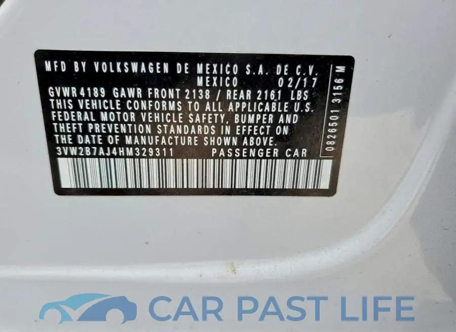 3VW2B7AJ4HM329311# 12
