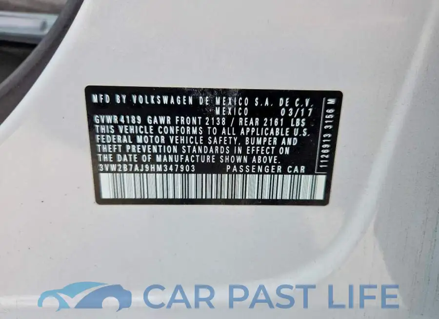 3VW2B7AJ9HM347903# 12