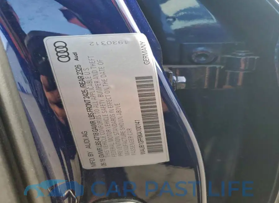 WAUB1GFF6KA100141# 12