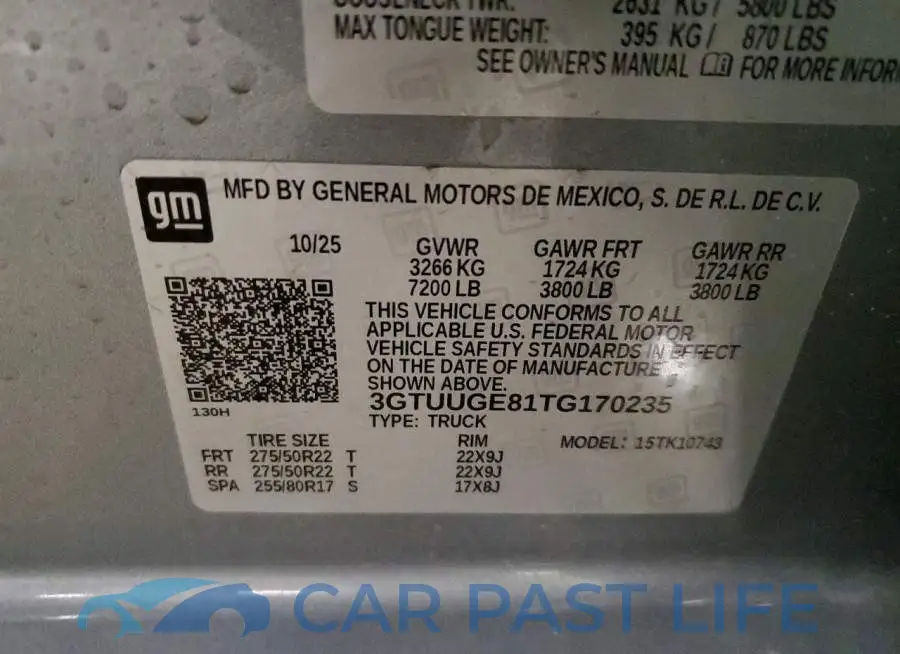 3GTUUGE81TG170235# 12