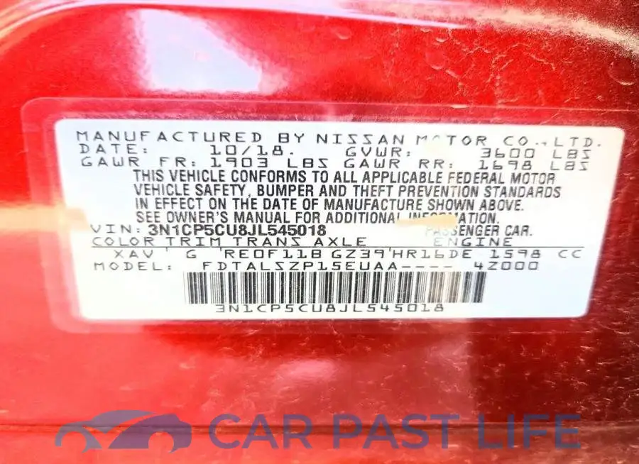3N1CP5CU8JL545018# 12