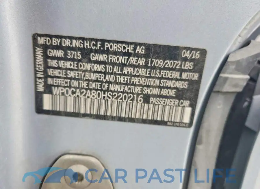 WP0CA2A80HS220216# 13