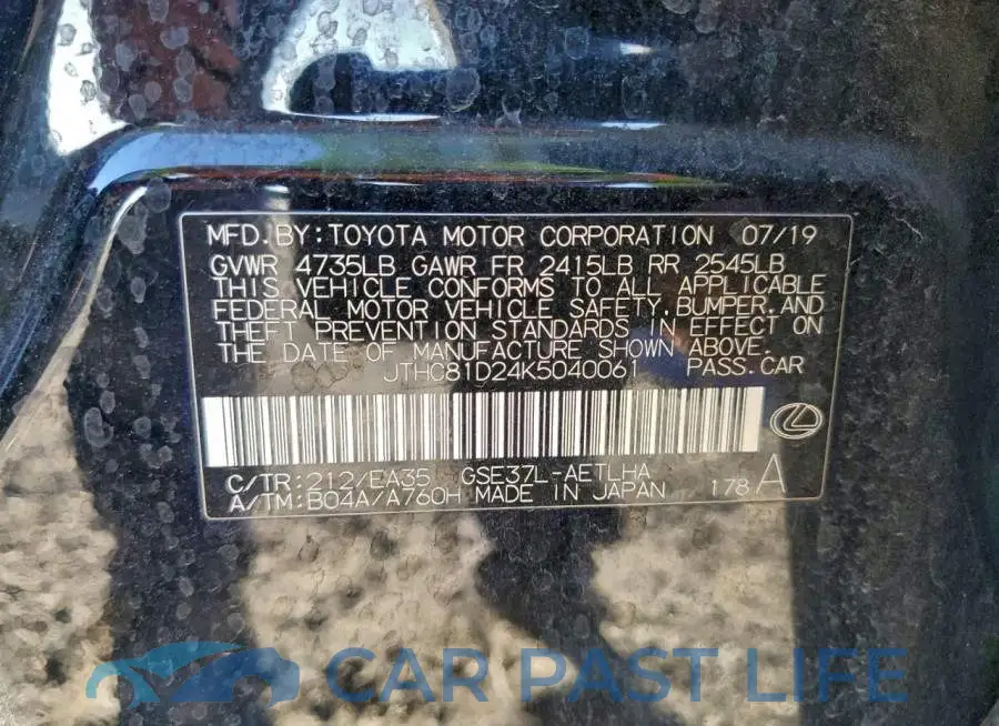 JTHC81D24K5040061# 12