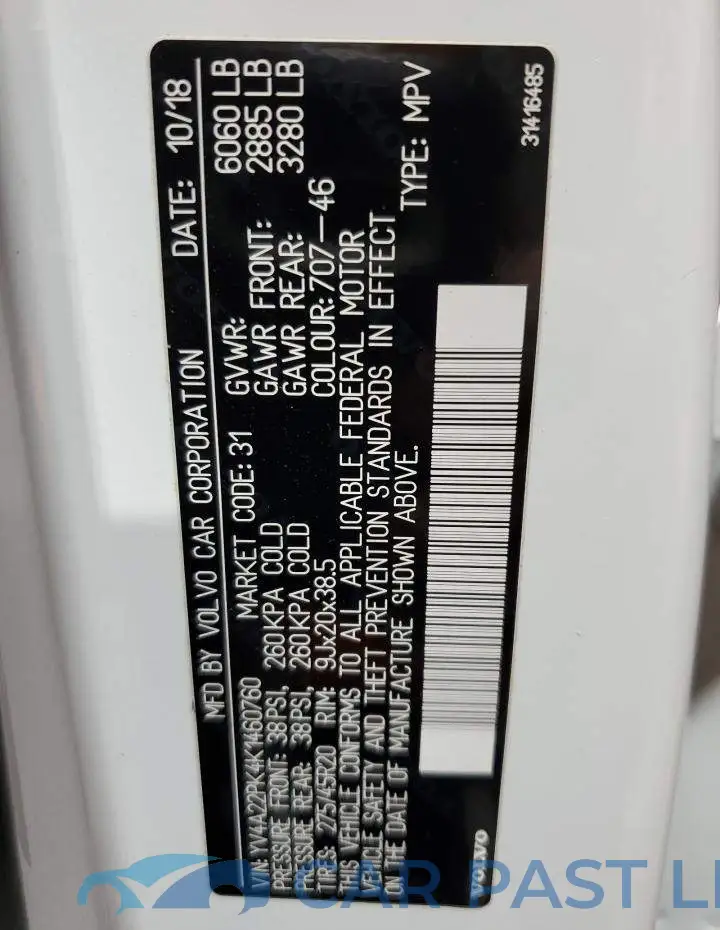YV4A22PK4K1460760# 13