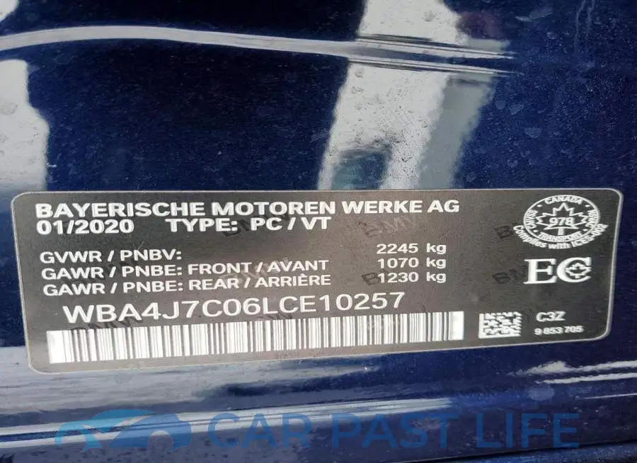WBA4J7C06LCE10257# 12