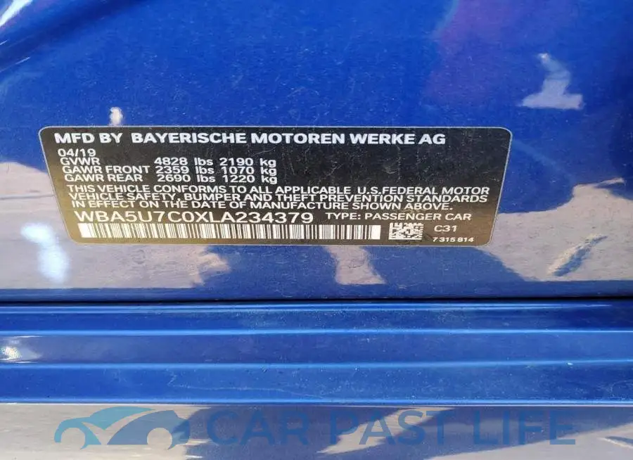 WBA5U7C0XLA234379# 9