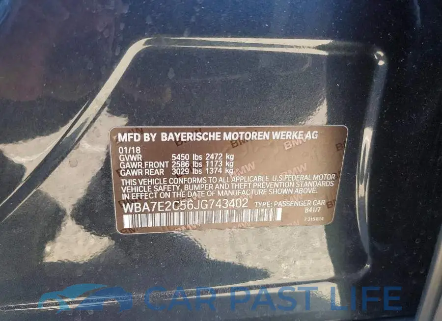 WBA7E2C56JG743402# 13