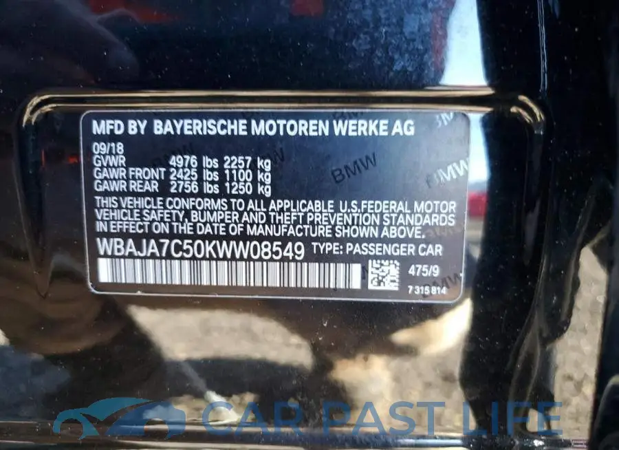 WBAJA7C50KWW08549# 12