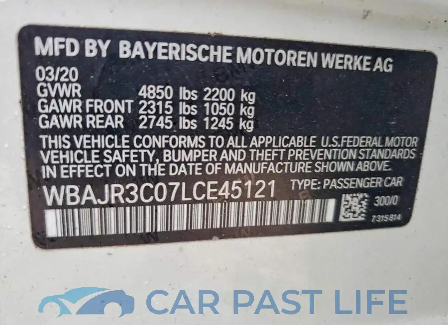 WBAJR3C07LCE45121# 12