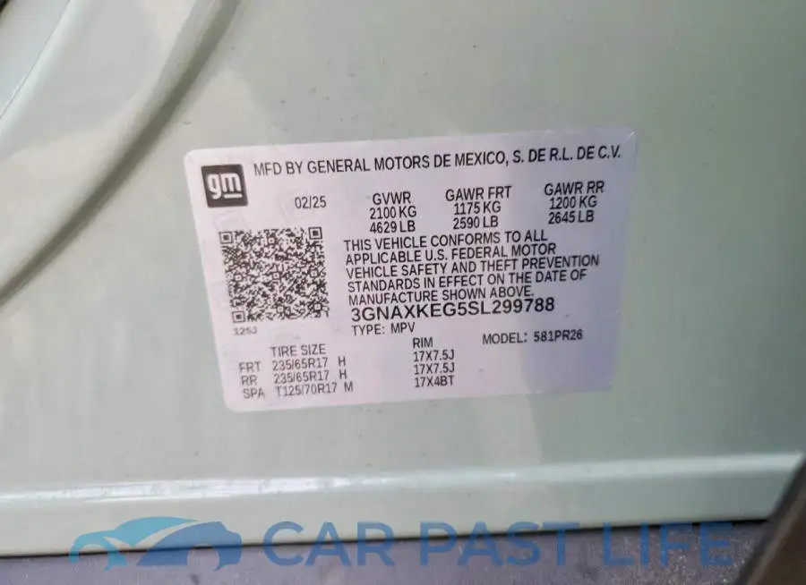 3GNAXKEG5SL299788# 13