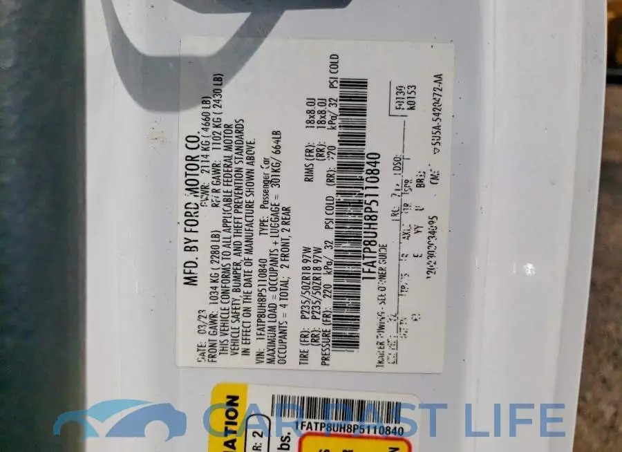 1FATP8UH8P5110840# 12