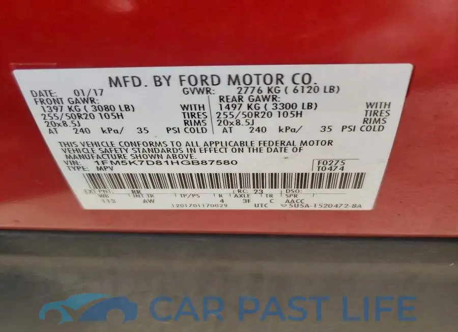 1FM5K7D81HGB87580# 14