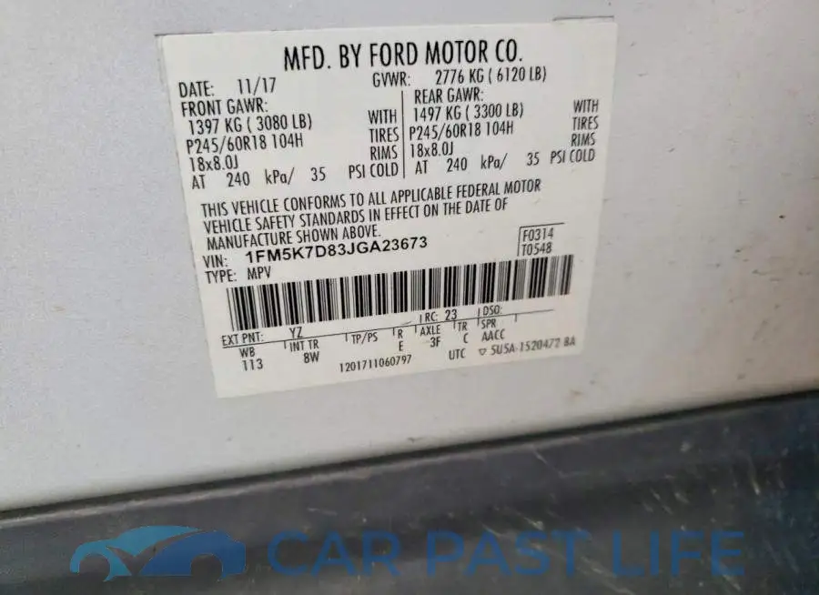 1FM5K7D83JGA23673# 14