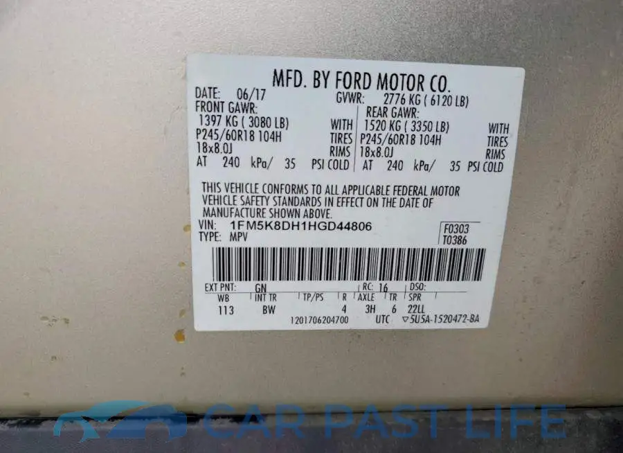 1FM5K8DH1HGD44806# 13