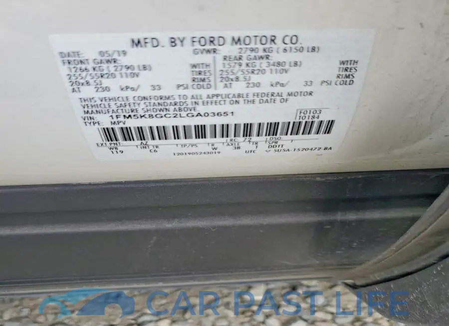 1FM5K8GC2LGA03651# 12