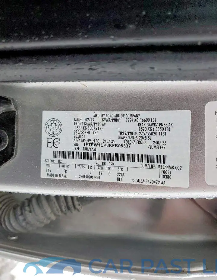 1FTEW1EP3KFB08337# 12
