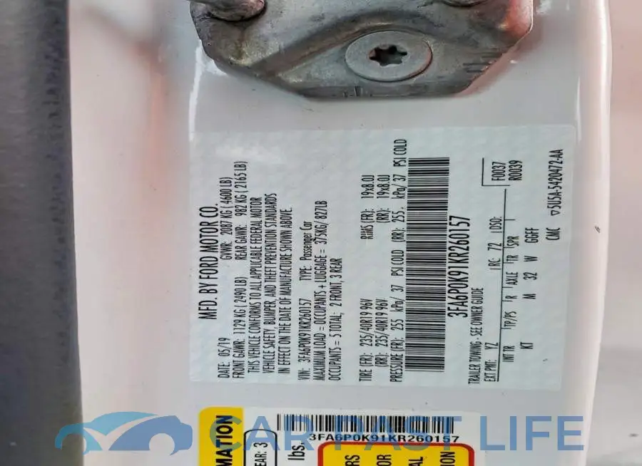 3FA6P0K91KR260157# 12