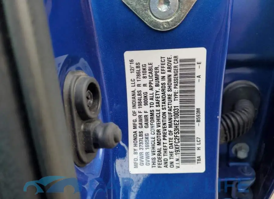 19XFC2F53HE210031# 12
