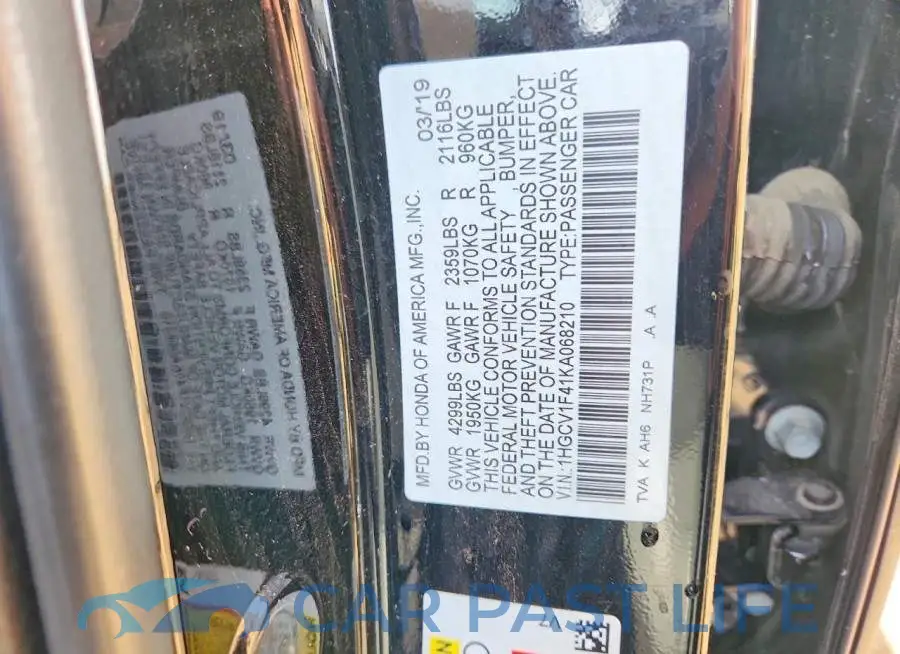 1HGCV1F41KA068210# 12