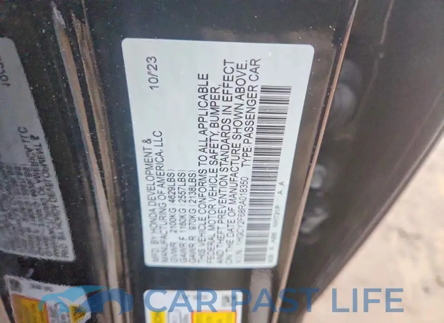 1HGCY2F68RA018350# 12