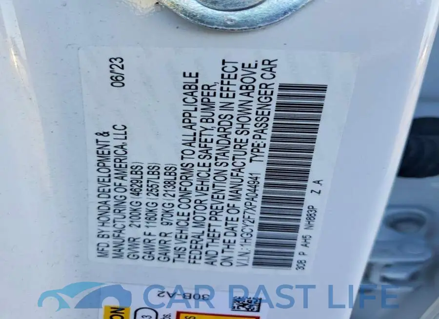 1HGCY2F7XPA044941# 12