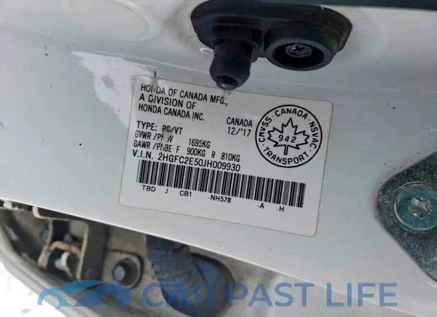 2HGFC2E50JH009930# 12