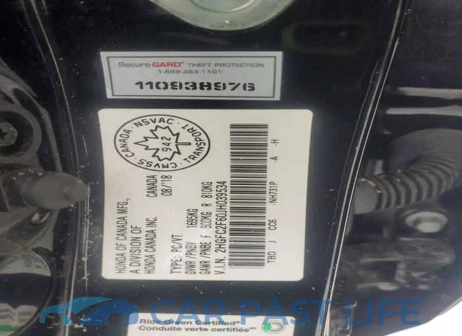 2HGFC2F60JH039534# 12