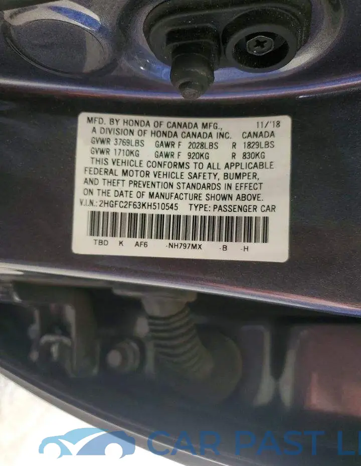 2HGFC2F63KH510545# 12