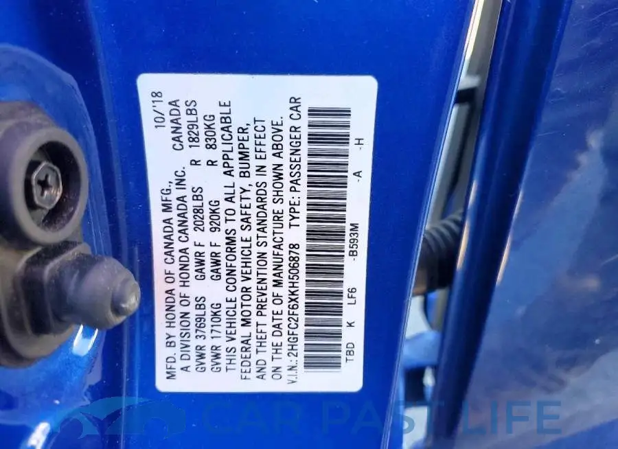 2HGFC2F6XKH506878# 13