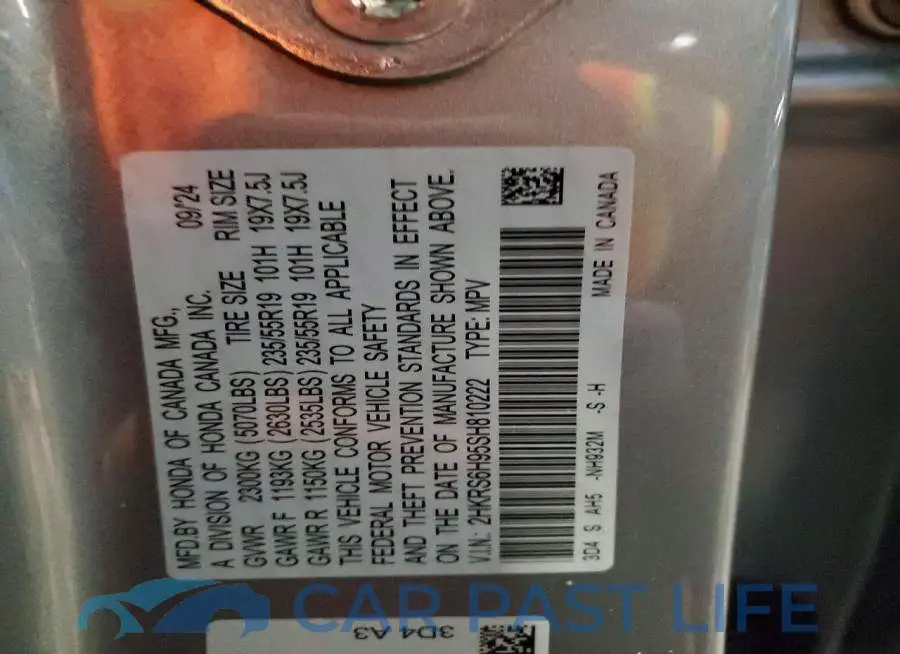 2HKRS6H95SH810222# 13